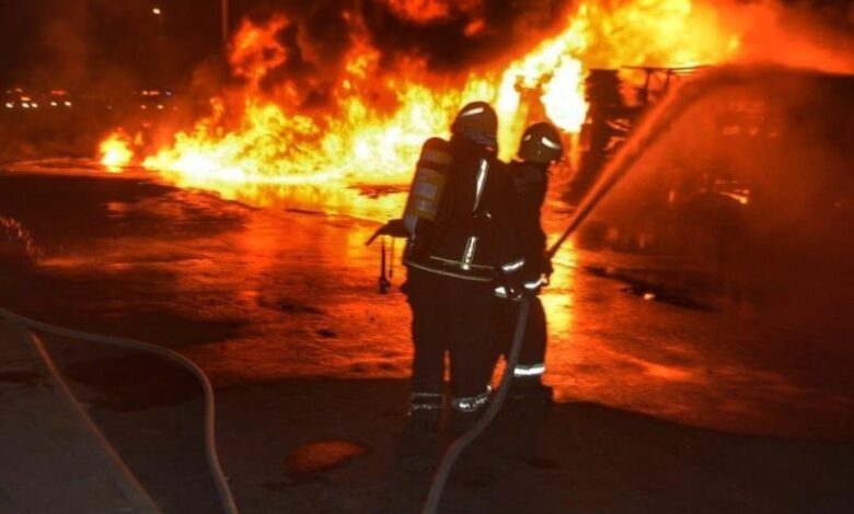 الراشيدية..   مصرع سائق شاحنة محملة بالزفت بعد  تفحم جثته في حادثة سير مروعة